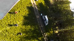 Участники наблюдают за улетающими шарами Участники наблюдают за улетающими шарами
